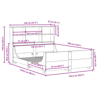 vidaXL Massivholzbett ohne Matratze Wachsbraun 140x190 cm Massivholz