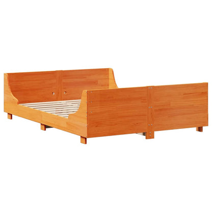vidaXL Massivholzbett ohne Matratze Wachsbraun 135x190 cm Massivholz