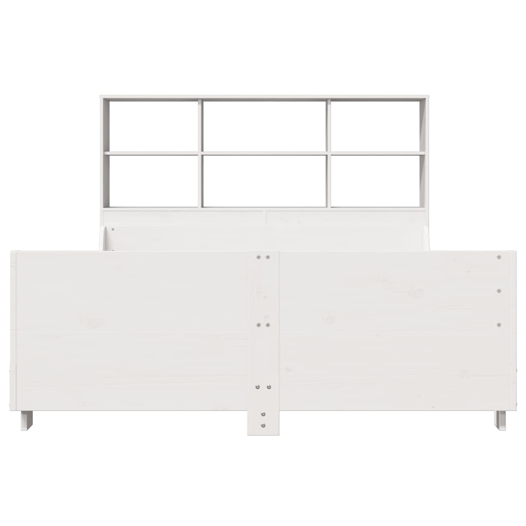 vidaXL Massivholzbett mit Regal ohne Matratze Weiß 120x190 cm