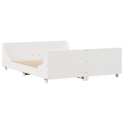vidaXL Massivholzbett mit Regal ohne Matratze Weiß 120x190 cm