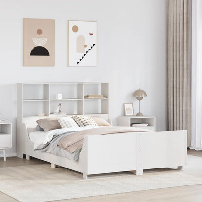 vidaXL Massivholzbett mit Regal ohne Matratze Weiß 120x190 cm