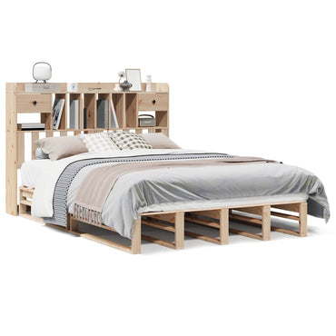 vidaXL Massivholzbett mit Regal ohne Matratze 150x200 cm Kiefernholz