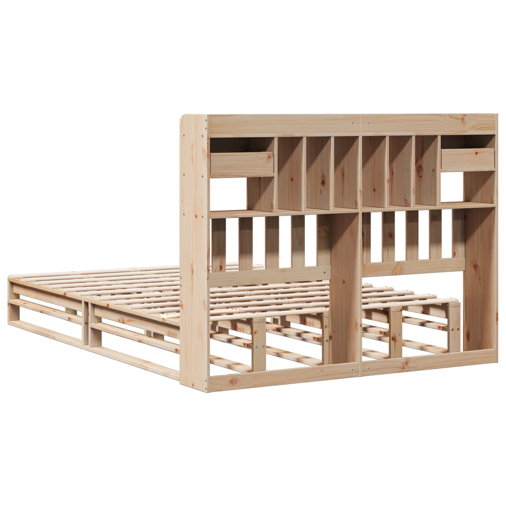 vidaXL Massivholzbett mit Regal ohne Matratze 150x200 cm Kiefernholz