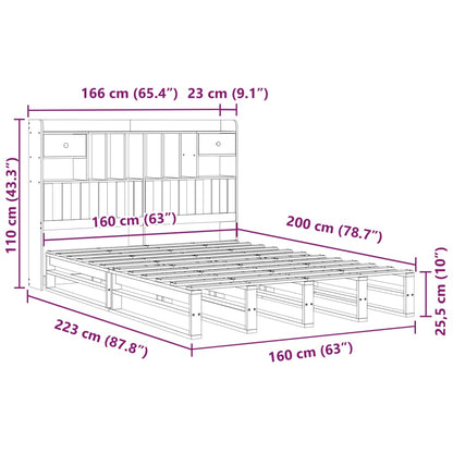 vidaXL Massivholzbett mit Regal ohne Matratze 160x200 cm Kiefernholz