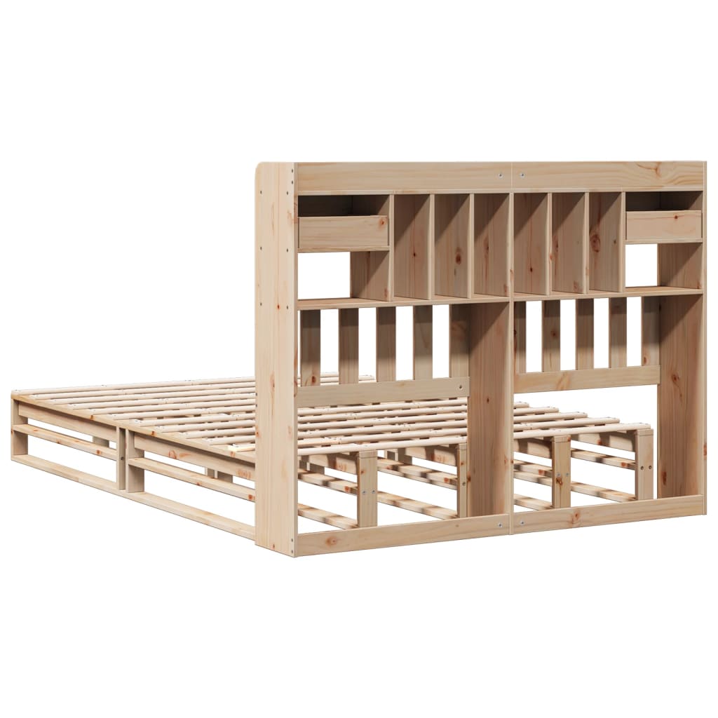 vidaXL Massivholzbett mit Regal ohne Matratze 160x200 cm Kiefernholz