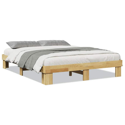 vidaXL Bettgestell ohne Matratze 135x190 cm Massivholz Eiche