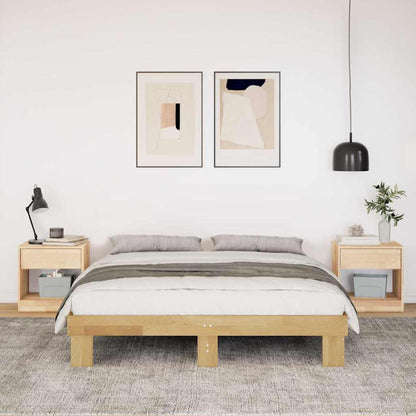vidaXL Bettgestell ohne Matratze 135x190 cm Massivholz Eiche