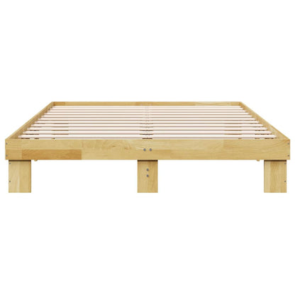 vidaXL Bettgestell ohne Matratze 135x190 cm Massivholz Eiche