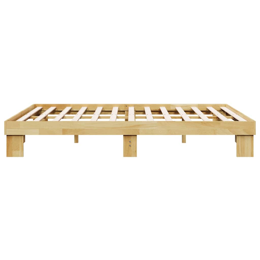 vidaXL Bettgestell ohne Matratze 135x190 cm Massivholz Eiche