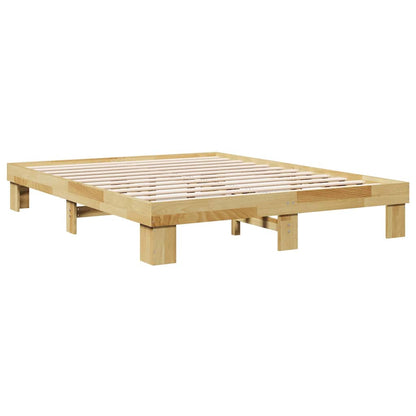 vidaXL Bettgestell ohne Matratze 135x190 cm Massivholz Eiche