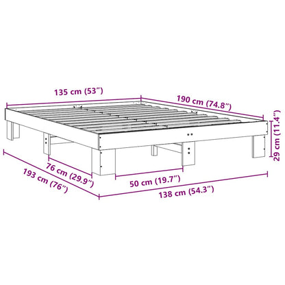 vidaXL Bettgestell ohne Matratze 135x190 cm Massivholz Eiche