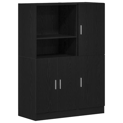 vidaXL 2-tlg. Küchenschrank-Set Schwarz Holzwerkstoff