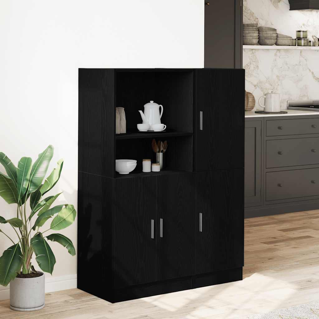 vidaXL 2-tlg. Küchenschrank-Set Schwarz Holzwerkstoff