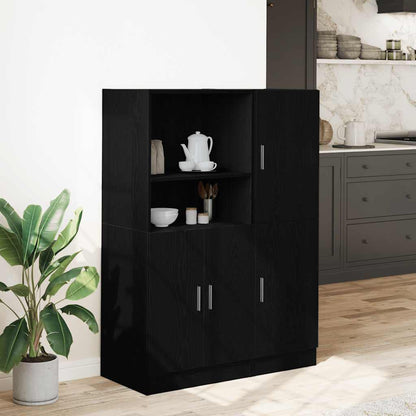 vidaXL 2-tlg. Küchenschrank-Set Schwarz Holzwerkstoff