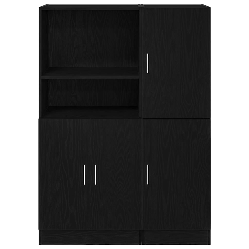 vidaXL 2-tlg. Küchenschrank-Set Schwarz Holzwerkstoff
