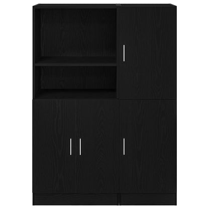 vidaXL 2-tlg. Küchenschrank-Set Schwarz Holzwerkstoff