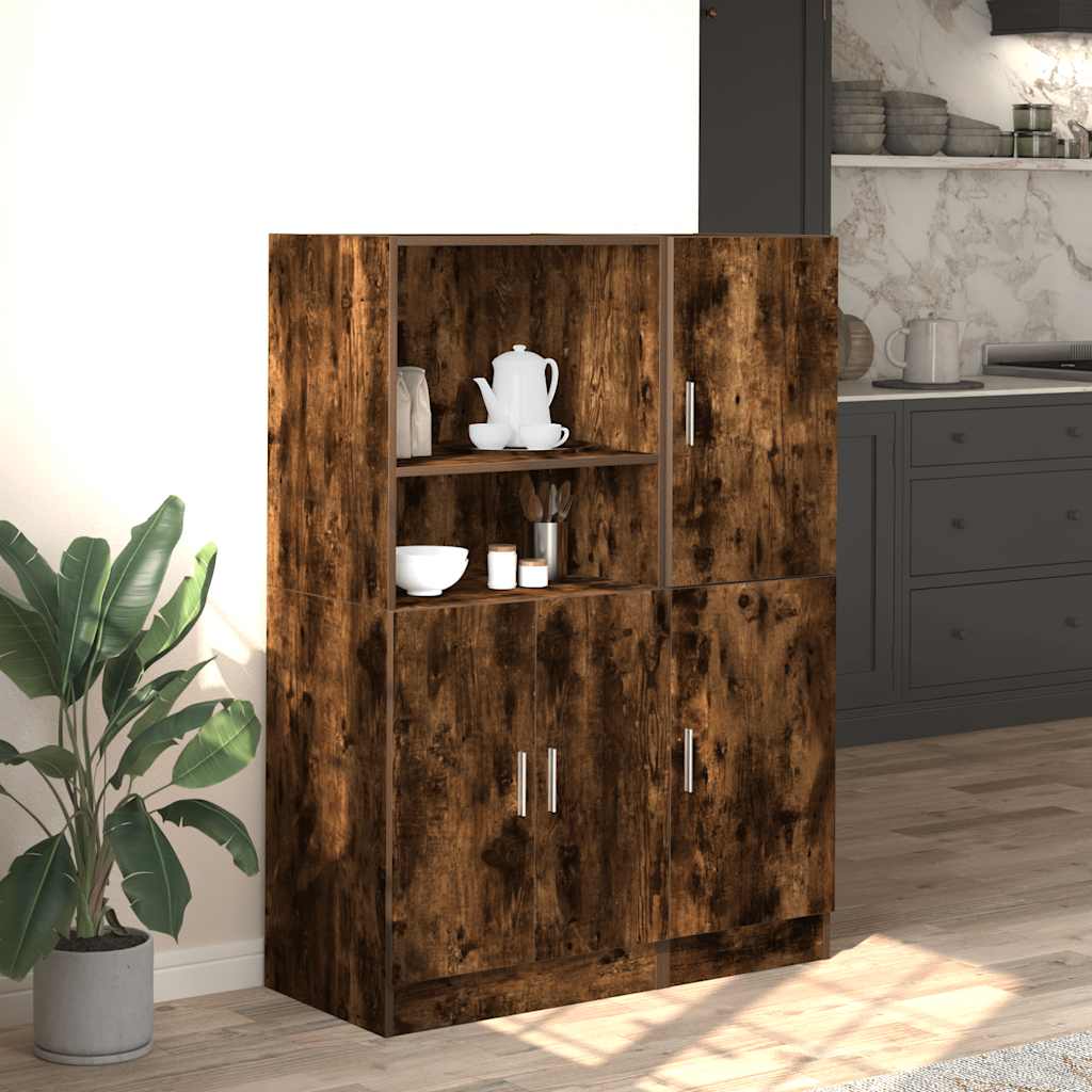 vidaXL 2-tlg. Küchenschrank-Set Räuchereiche Holzwerkstoff