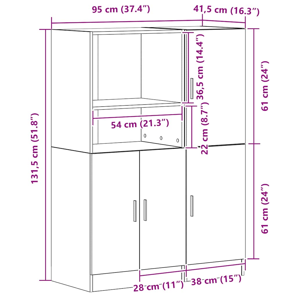 vidaXL 2-tlg. Küchenschrank-Set Räuchereiche Holzwerkstoff