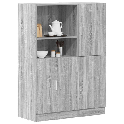 vidaXL Ensemble de 2 meubles de cuisine gris en aggloméré coloris chêne sonoma