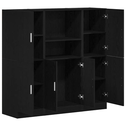 vidaXL 3-tlg. Küchenschrank-Set Schwarz Holzwerkstoff
