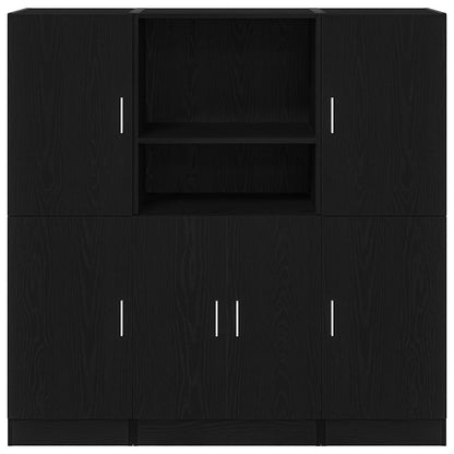 3-tlg. Küchenschrank-Set Schwarz Holzwerkstoff
