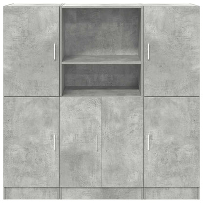 vidaXL 3-tlg. Küchenschrank-Set Betongrau Holzwerkstoff