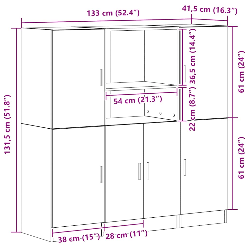 vidaXL Ensemble de 3 meubles de cuisine Gris Sonoma Aggloméré