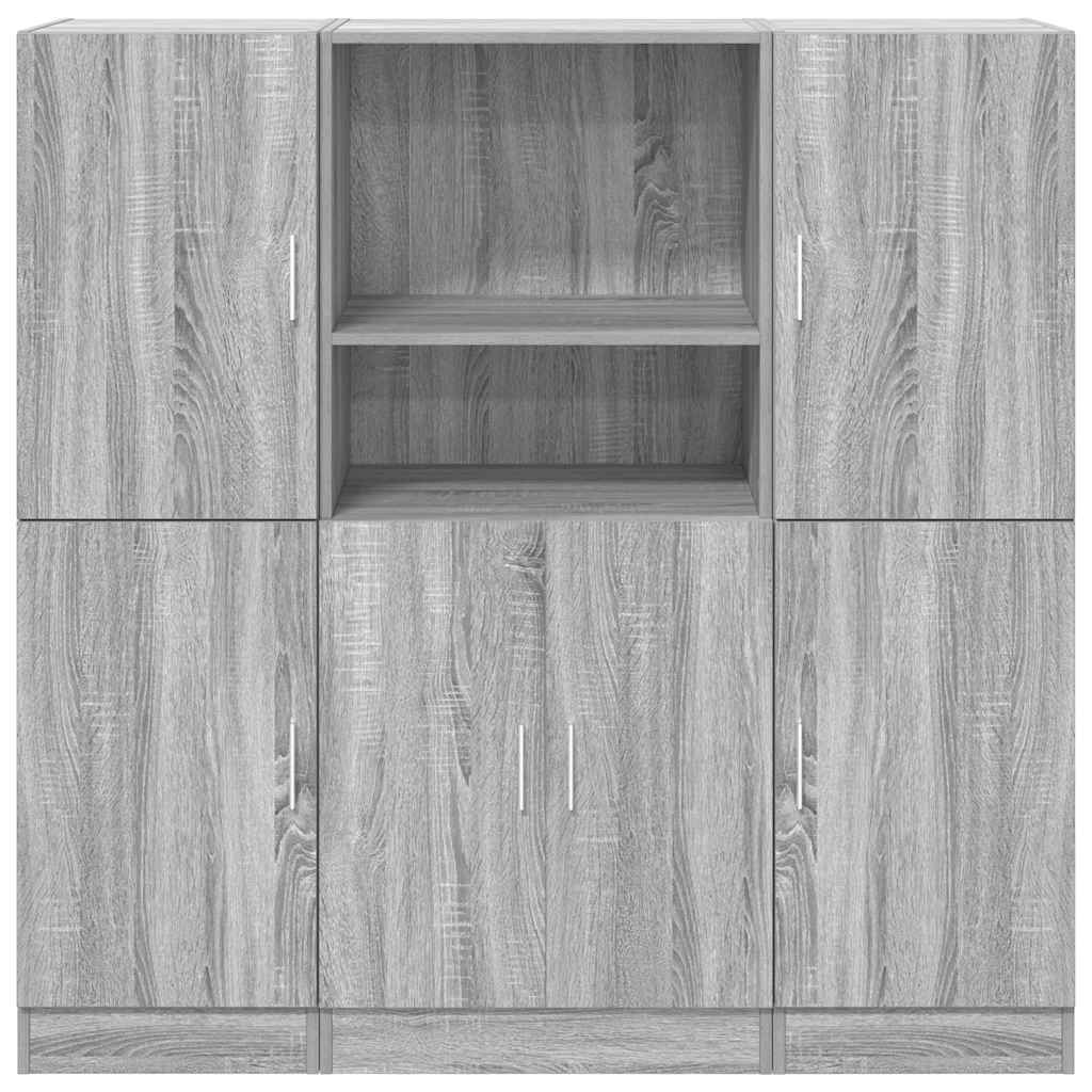 vidaXL Ensemble de 3 meubles de cuisine Gris Sonoma Aggloméré