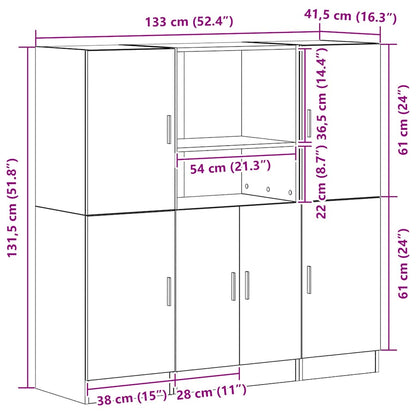 vidaXL 3-tlg. Küchenschrank-Set Altholz-Optik Holzwerkstoff