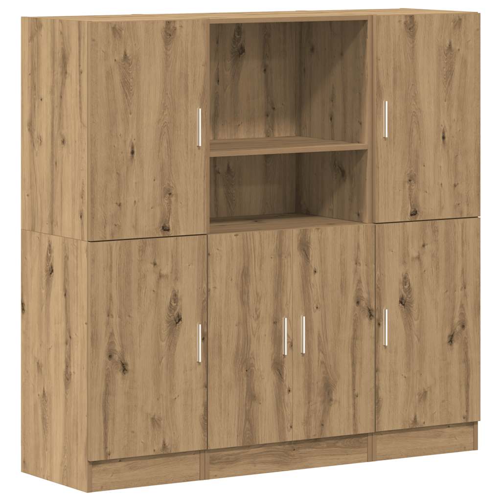 vidaXL 3-tlg. Küchenschrank-Set Artisan-Eiche Holzwerkstoff