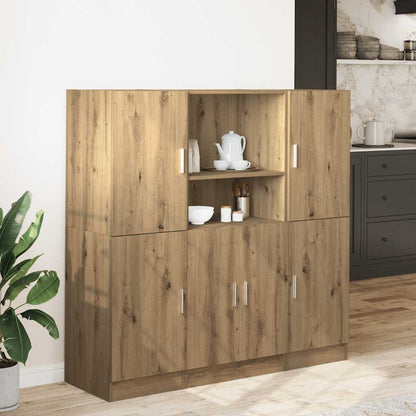 vidaXL 3-tlg. Küchenschrank-Set Artisan-Eiche Holzwerkstoff