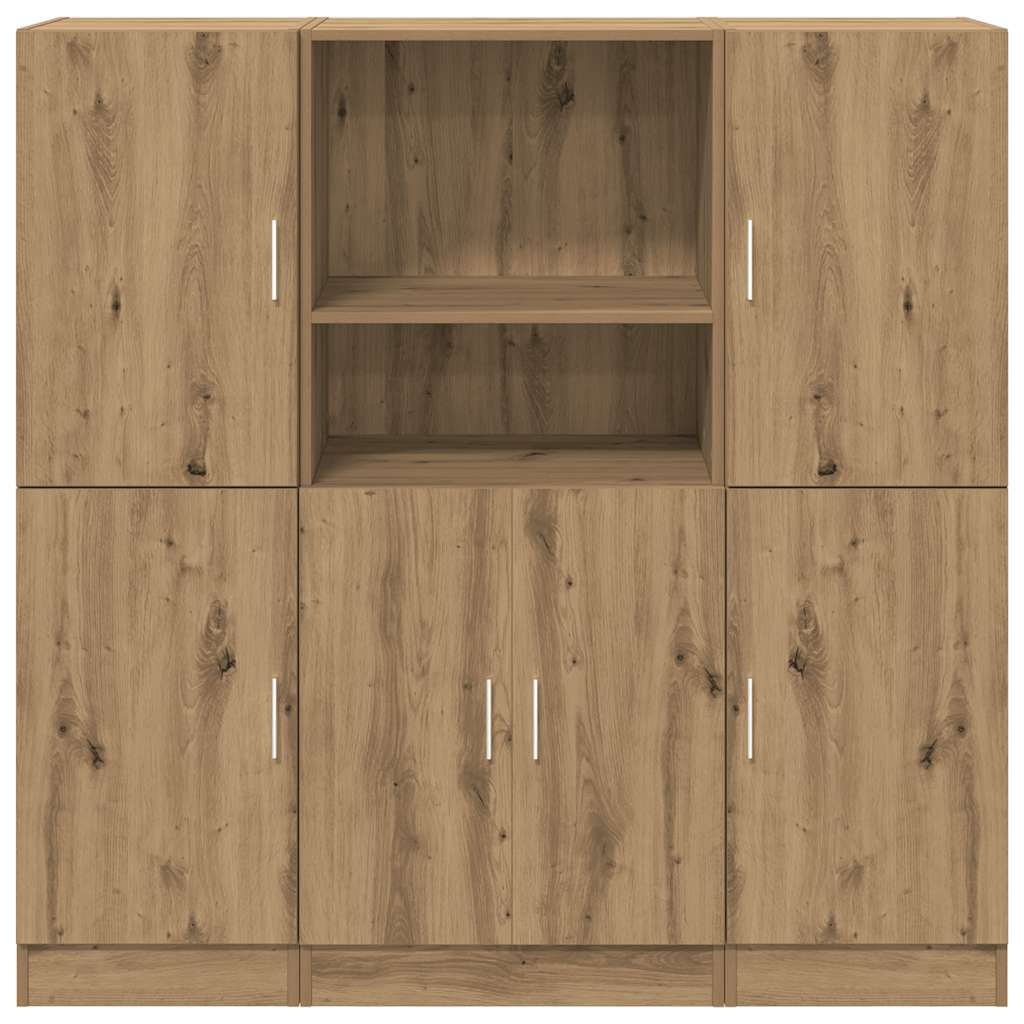 vidaXL 3-tlg. Küchenschrank-Set Artisan-Eiche Holzwerkstoff