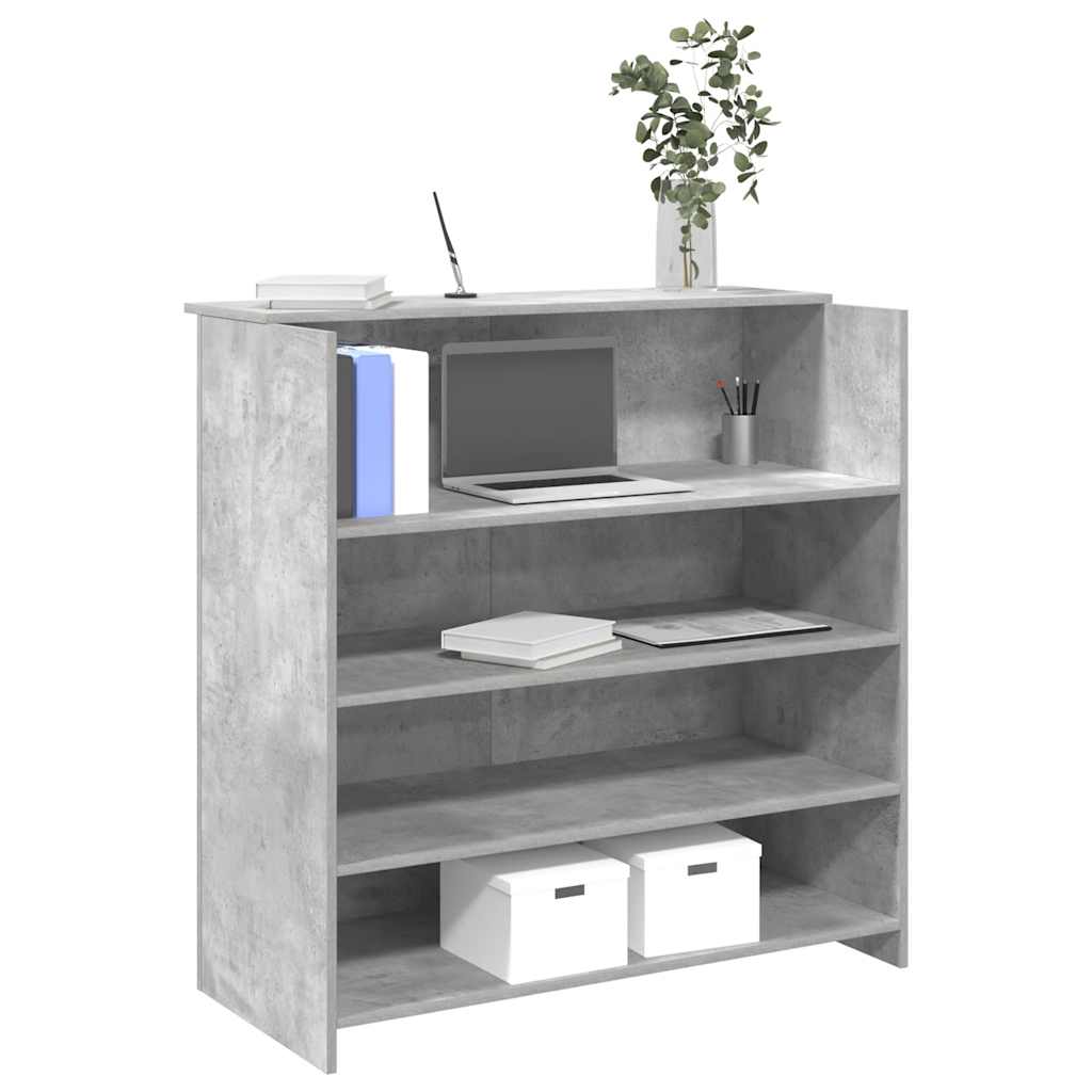 vidaXL Empfangstheke Betongrau 100x50x103,5 cm Holzwerkstoff