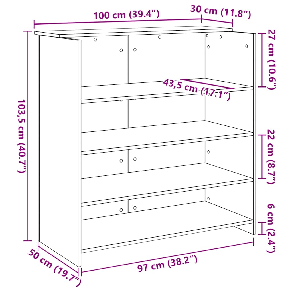 vidaXL Empfangstheke Räuchereiche 100x50x103,5 cm Holzwerkstoff