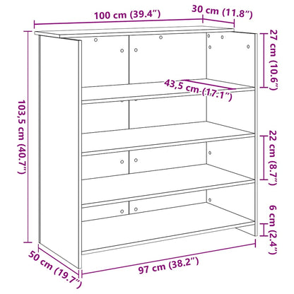 vidaXL Empfangstheke Räuchereiche 100x50x103,5 cm Holzwerkstoff