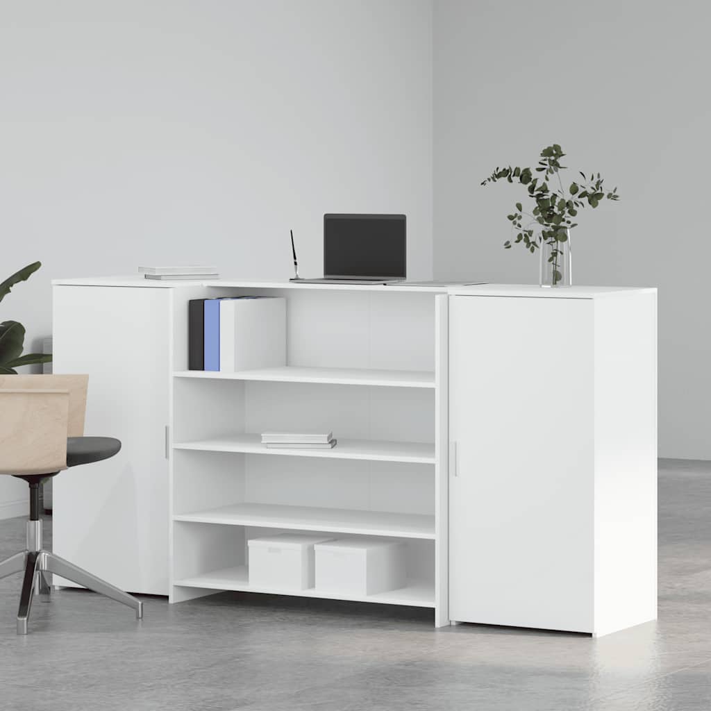 vidaXL Comptoir de réception blanc 200 x 50 x 103,5 cm en bois d'ingénierie