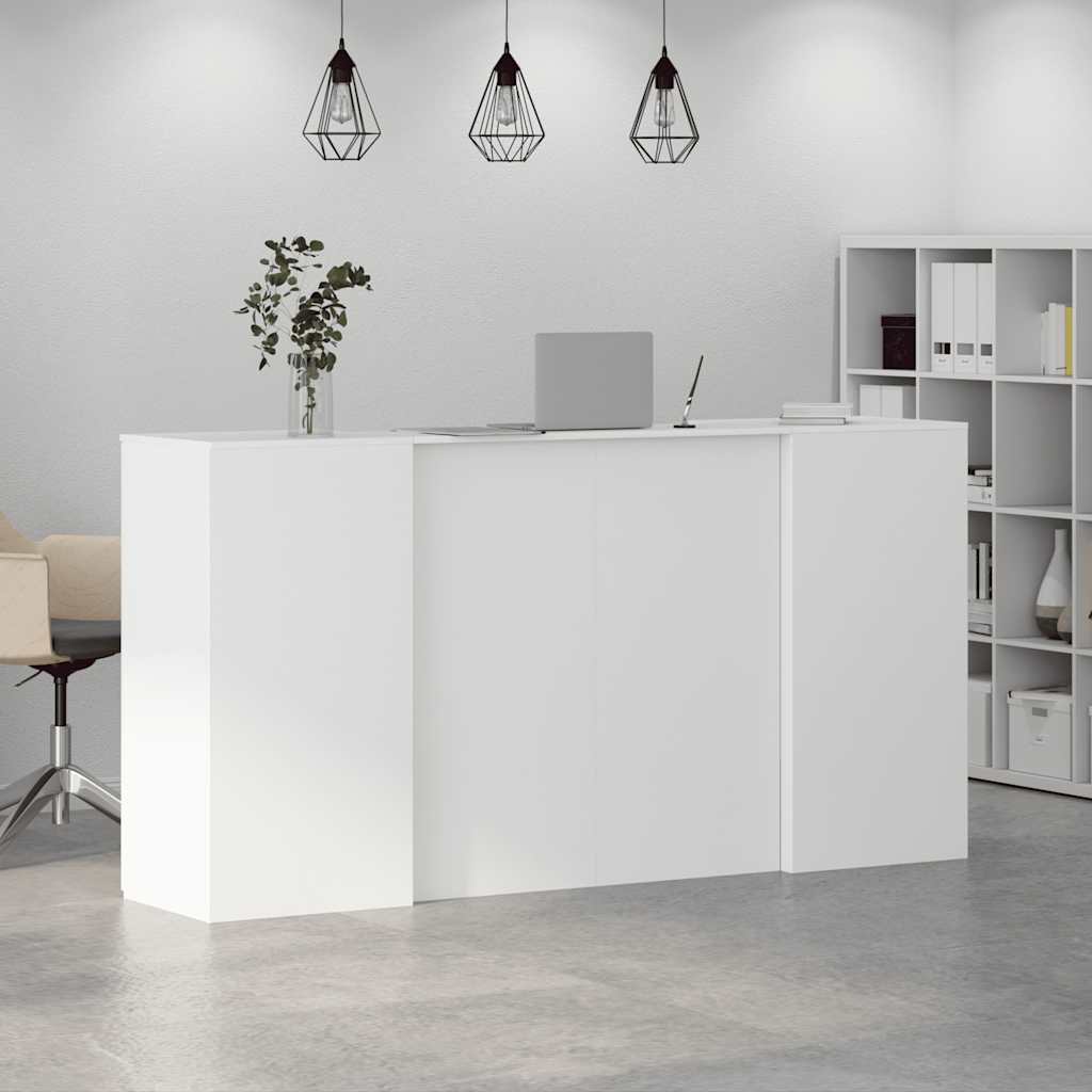 vidaXL Comptoir de réception blanc 200 x 50 x 103,5 cm en bois d'ingénierie