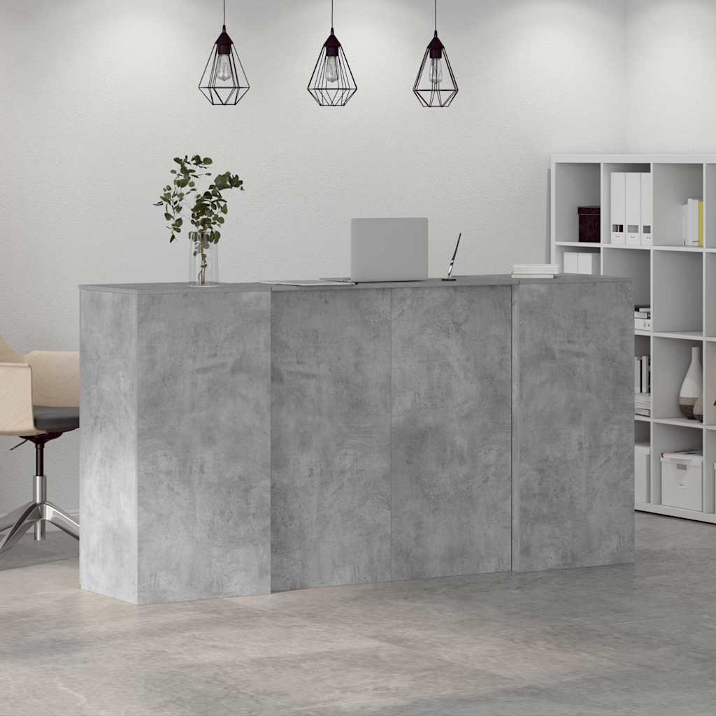 vidaXL Empfangstheke Betongrau 200x50x103,5 cm Holzwerkstoff