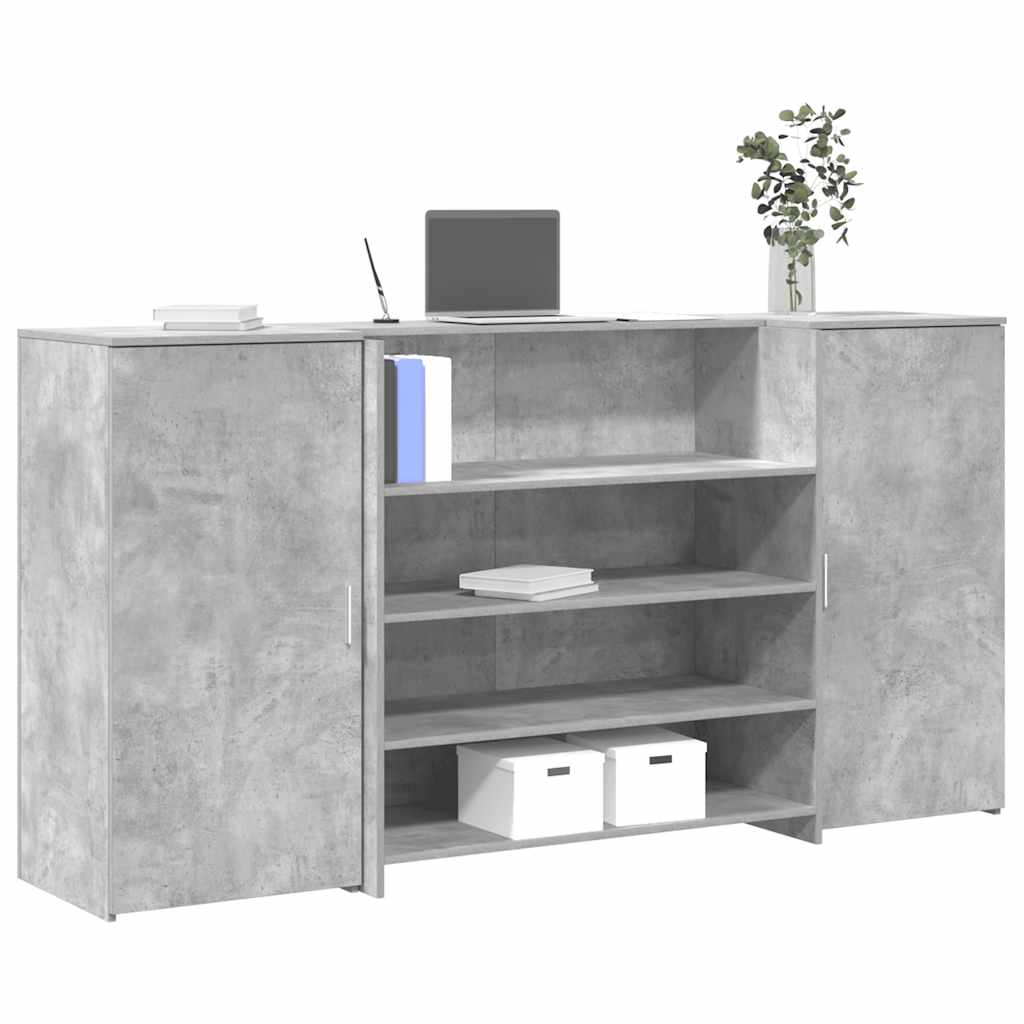 vidaXL Empfangstheke Betongrau 200x50x103,5 cm Holzwerkstoff