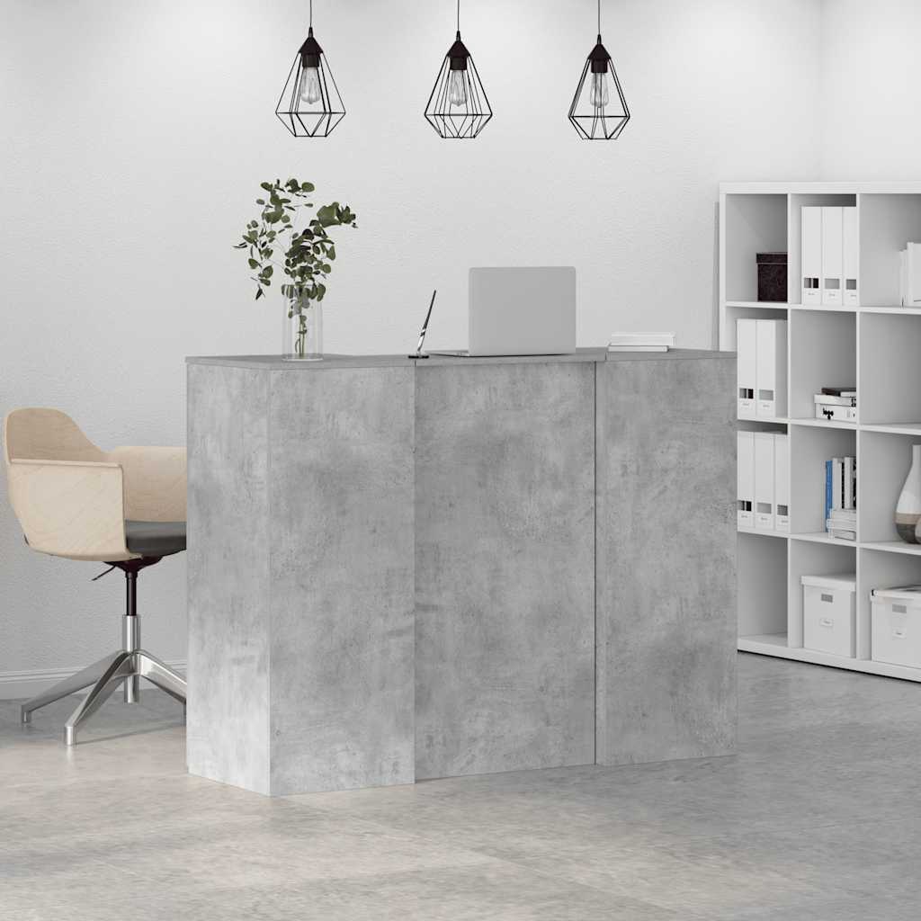 vidaXL Empfangstheke Betongrau 135x50x103,5 cm Holzwerkstoff