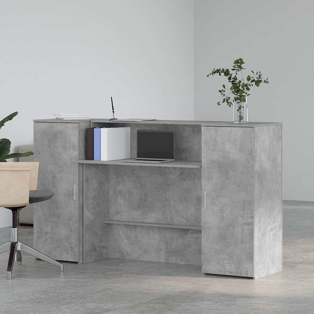vidaXL Empfangstheke Betongrau 180x50x103,5 cm Holzwerkstoff