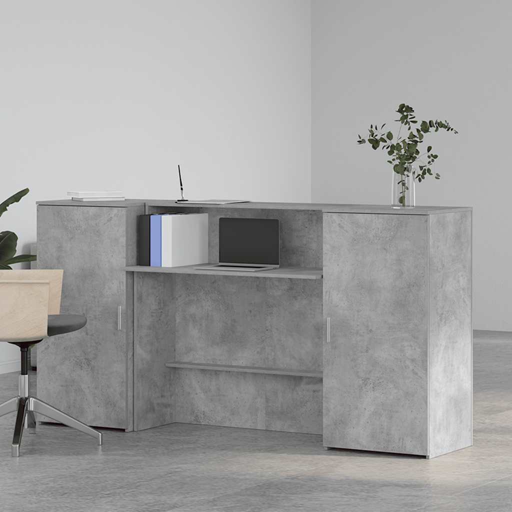vidaXL Empfangstheke Betongrau 200x50x103,5 cm Holzwerkstoff