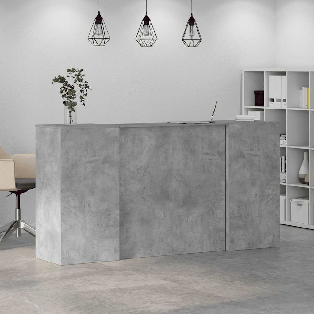 vidaXL Empfangstheke Betongrau 200x50x103,5 cm Holzwerkstoff