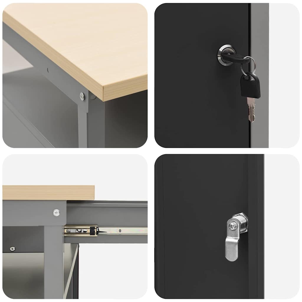 Werkbank mit Schubladen Schwarz und Grau 100 x 55 x 85 cm