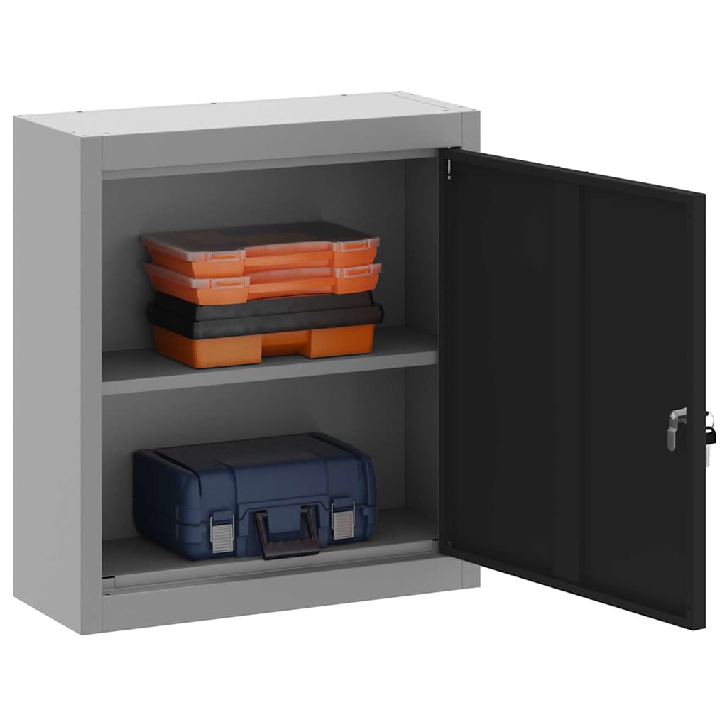 Werkzeugschrank mit Regal Schwarz und Grau 50 x 20 x 55 cm