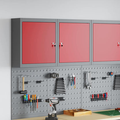 Werkzeugschrank mit Regal Rot und Grau 50 x 20 x 55 cm