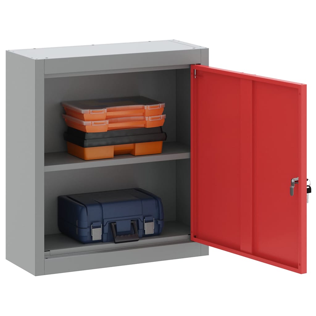 Werkzeugschrank mit Regal Rot und Grau 50 x 20 x 55 cm