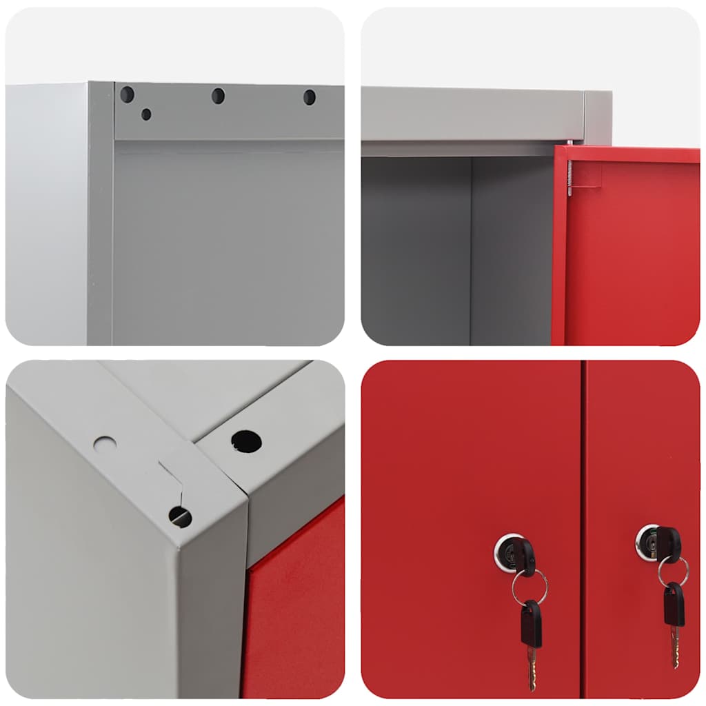 Werkzeugschrank mit Regal Rot und Grau 50 x 20 x 55 cm