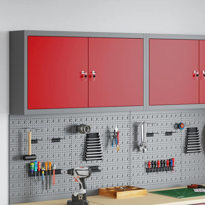 Werkzeugschrank mit Regal Rot und Grau 50 x 20 x 55 cm