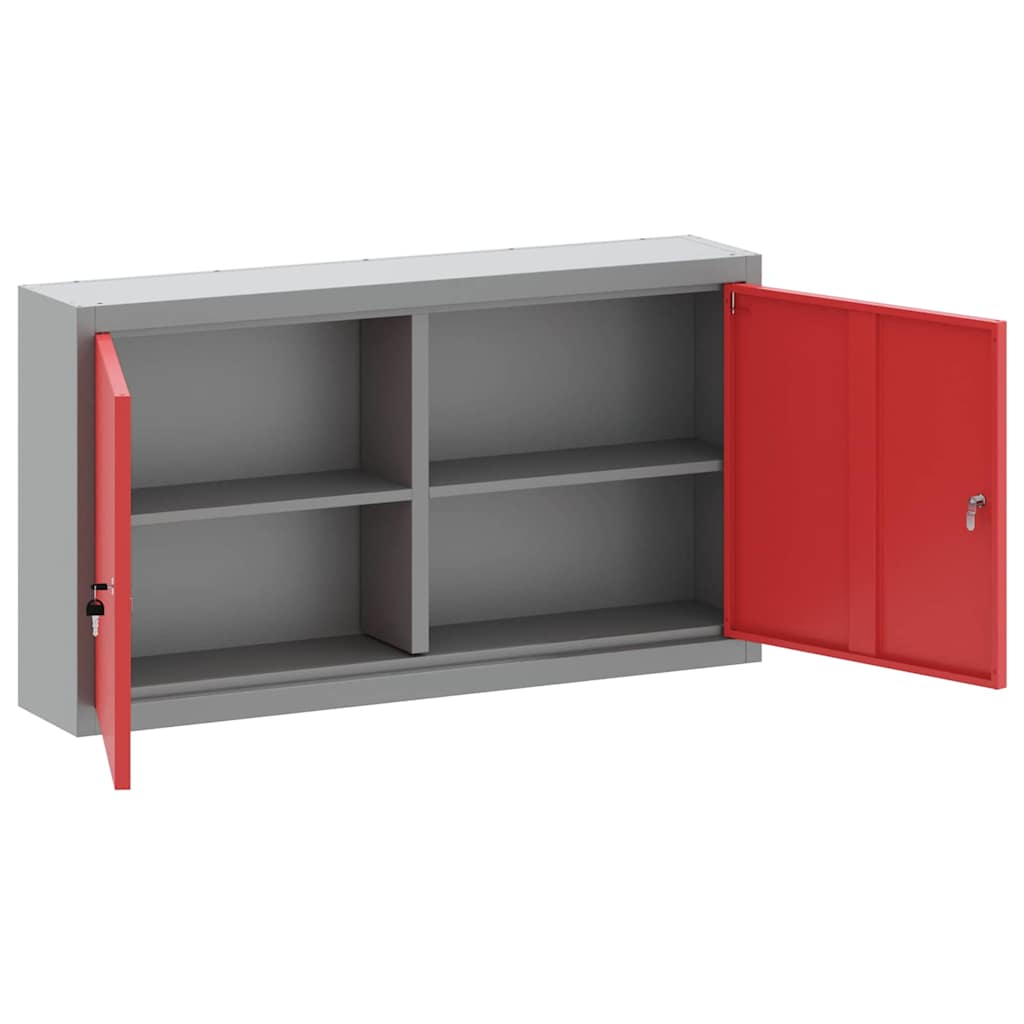 Werkzeugschrank mit Regal Rot und Grau 50 x 20 x 55 cm